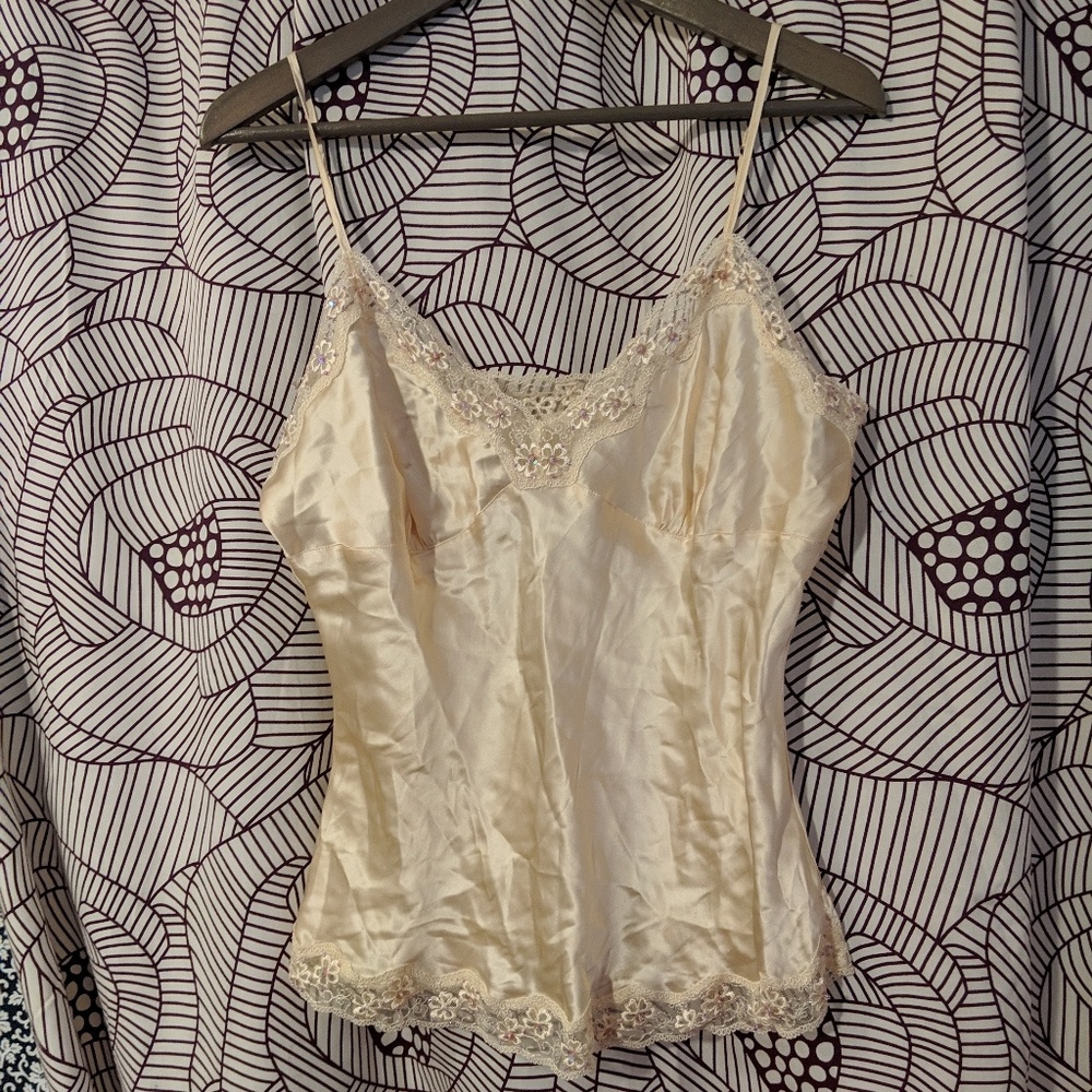 NWT 100% silk cute beaded camisole